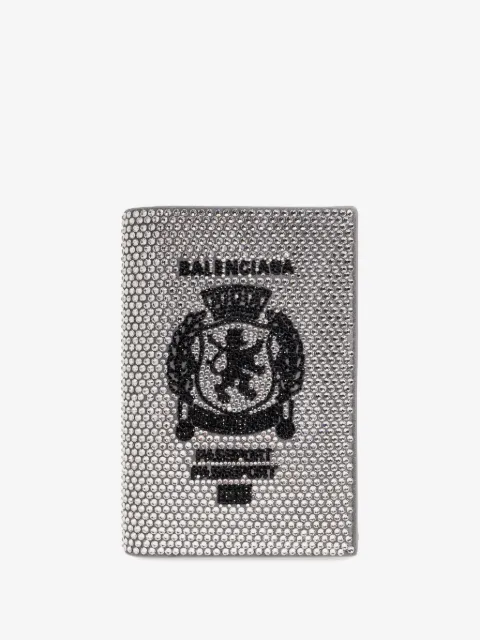 Balenciaga utsmyckad korthållare i kalvskinn