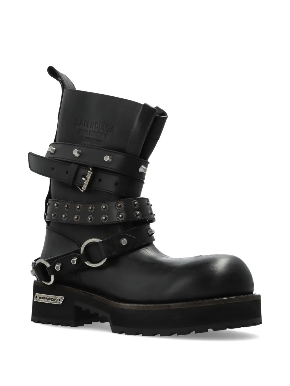 Balenciaga Venom City leren laarzen met studs Zwart