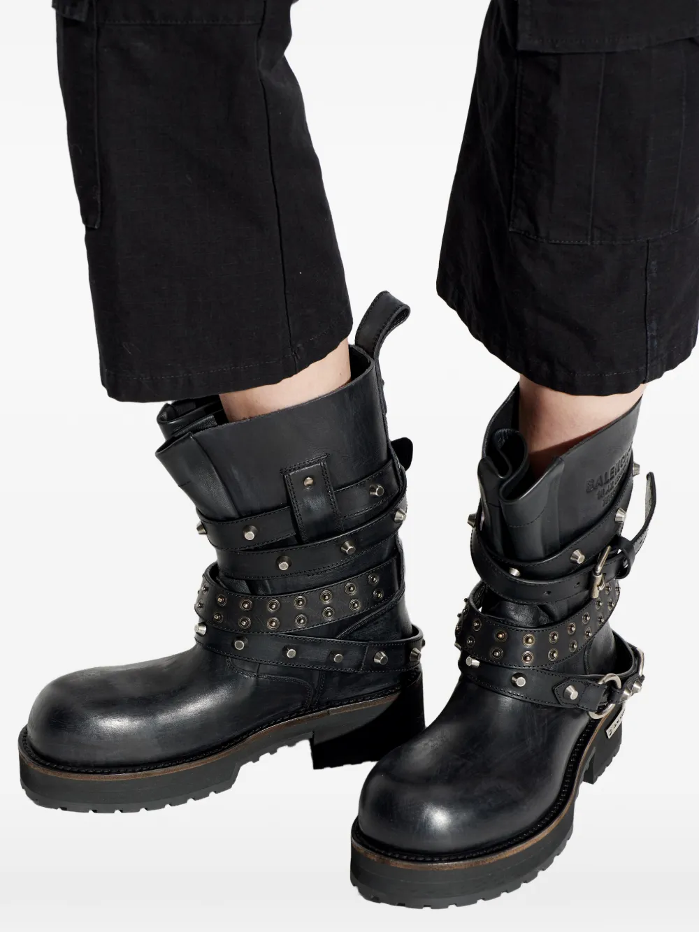 Balenciaga Venom City leren laarzen met studs Zwart