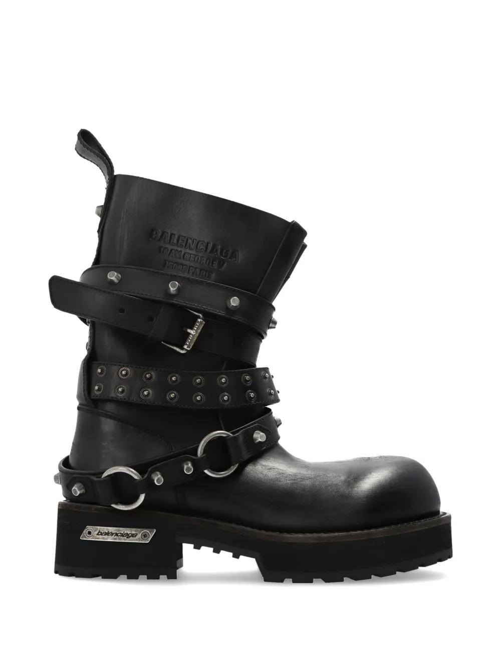 Balenciaga Venom City leren laarzen met studs Zwart