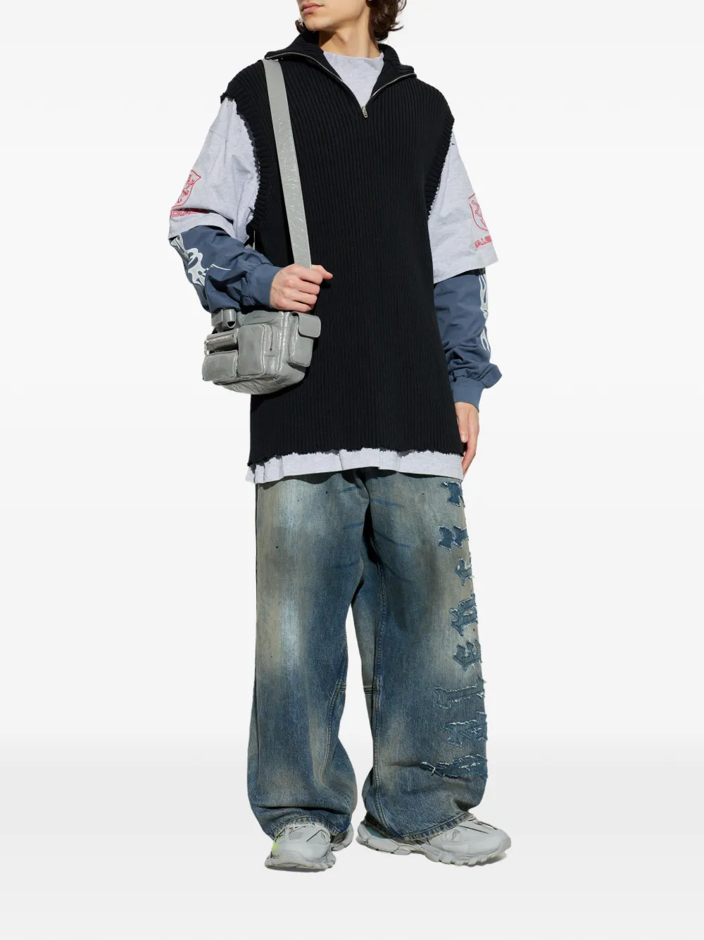 Balenciaga Gebreide trui met rits Zwart