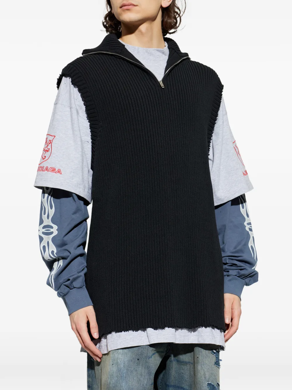 Balenciaga Gebreide trui met rits Zwart