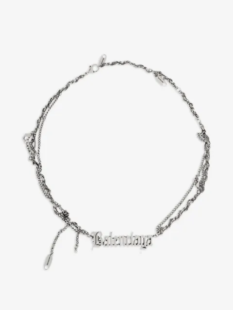 Balenciaga Typo Destroyed logo-pendant necklace