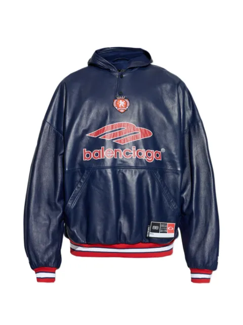 Balenciaga hoodie en cuir à logo imprimé