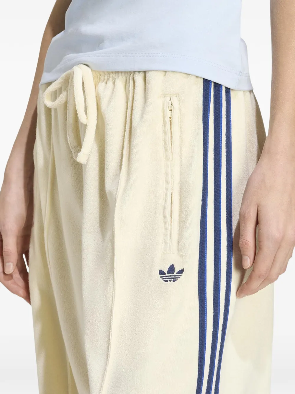  Adidas Drawstring Stripe Trousers - Neutrals 