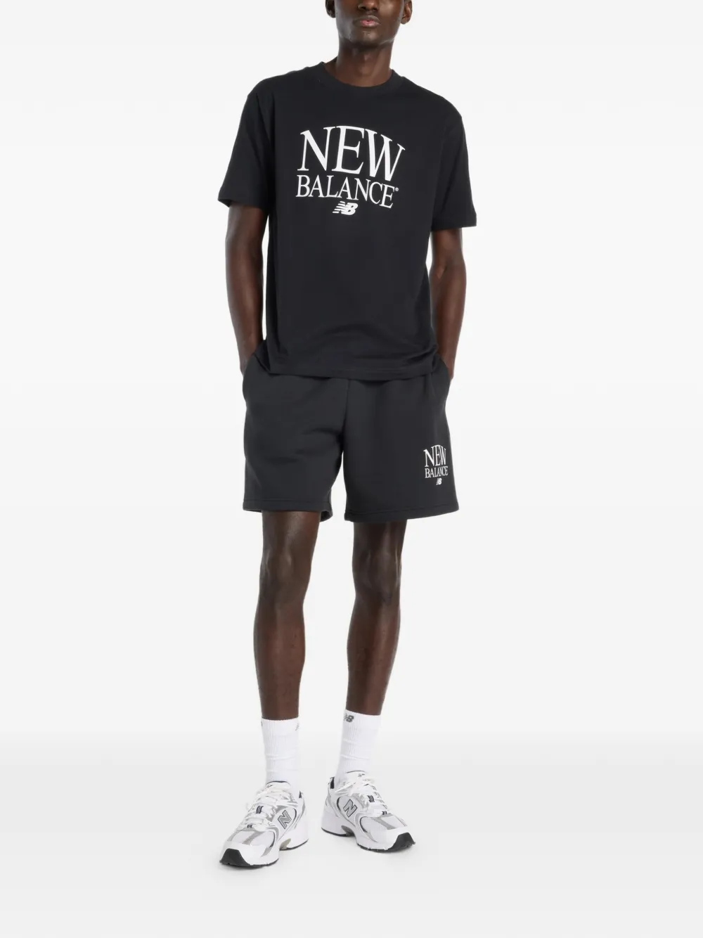 New Balance Fleece shorts met logo Zwart
