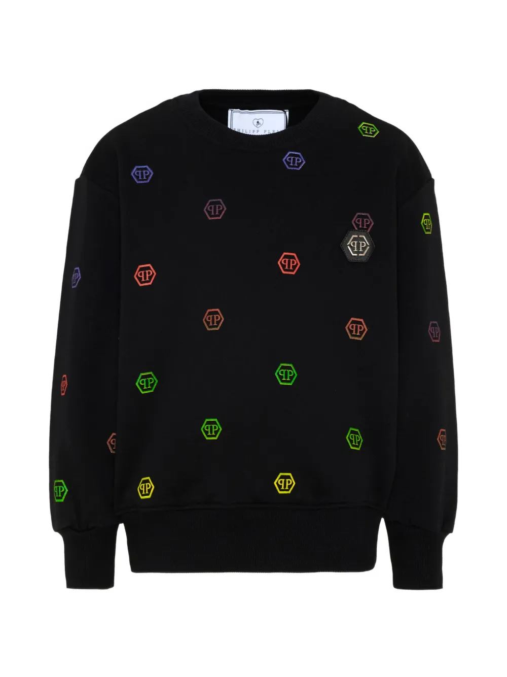 Philipp Plein Junior logo-print crew-neck sweatshirt - Nero