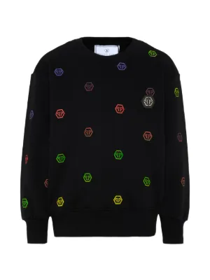 Philipp Plein Junior スカルアップリケ スウェットシャツ | ブラック