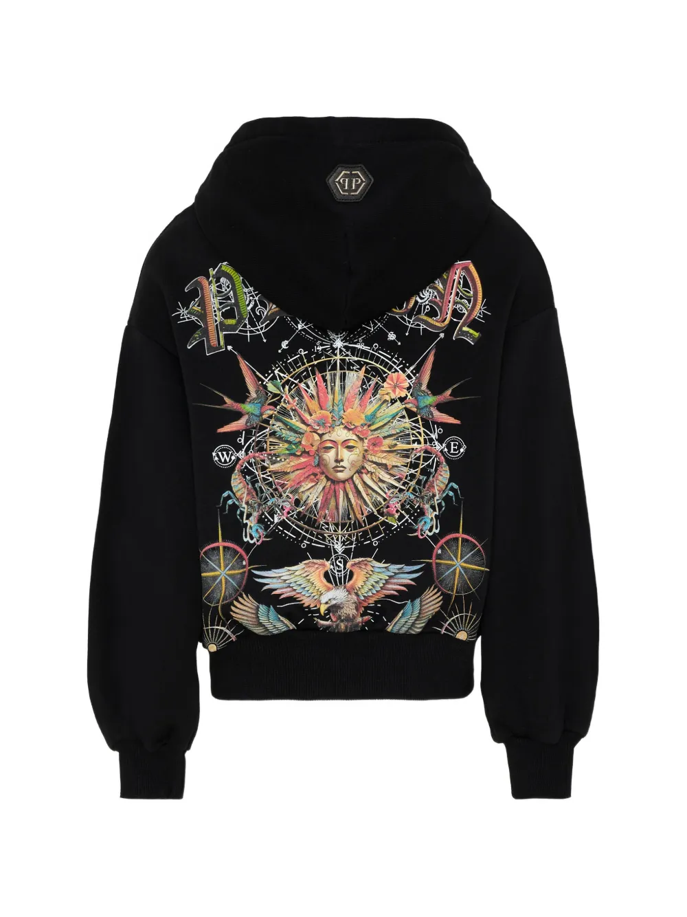 Philipp Plein Junior Hoodie met print en ritssluiting Zwart