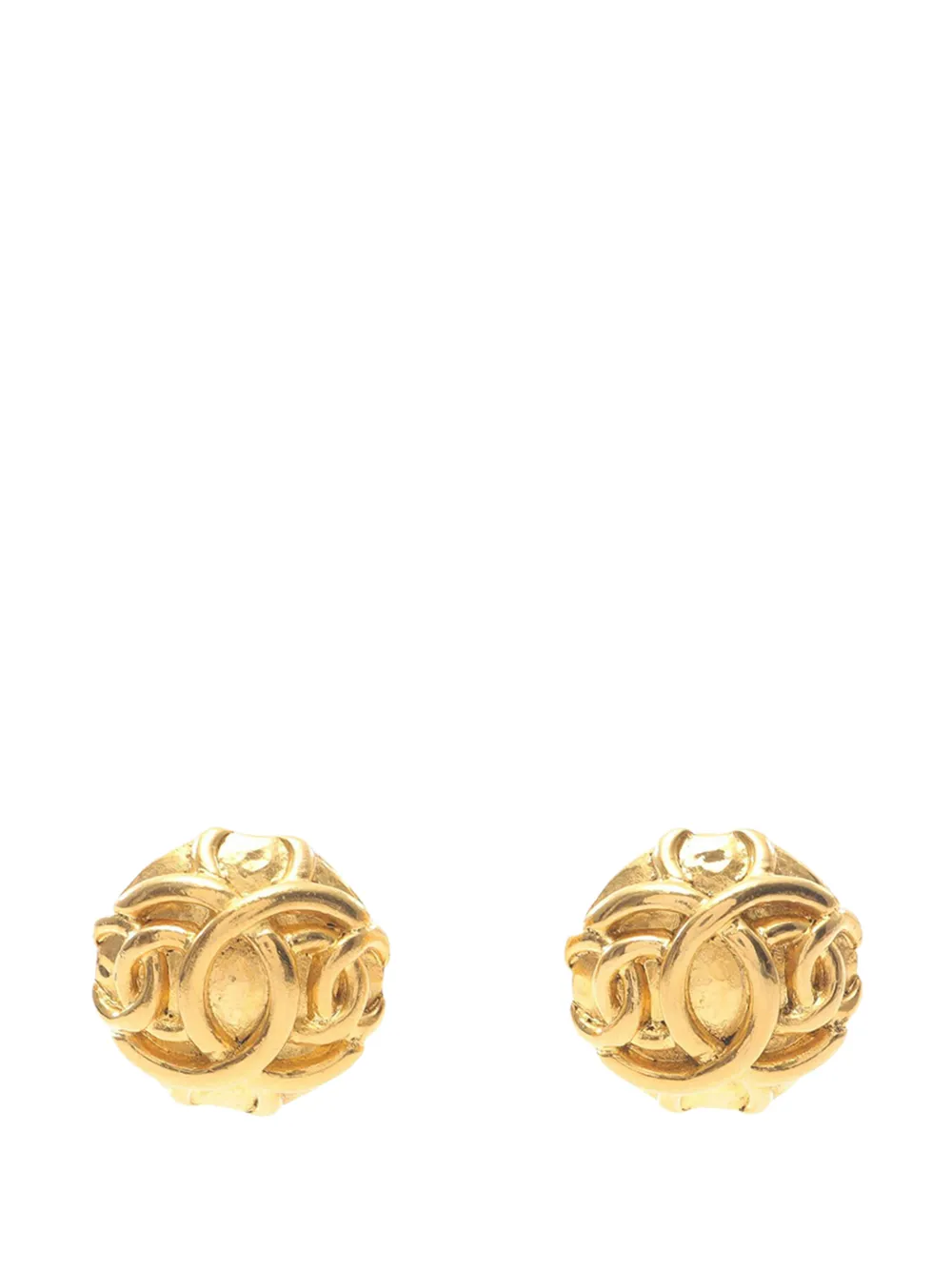 CHANEL Pre-Owned 1980-1990 Gold Plated Overlapping CC Round Clip On Earrings costume earrings - Oro