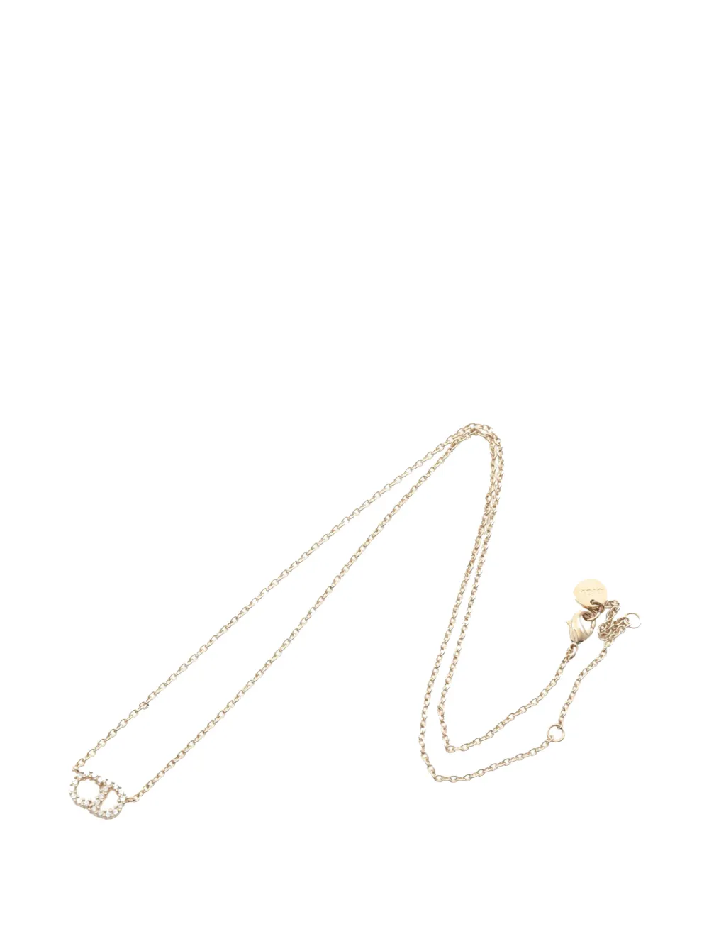 Christian Dior Pre-Owned 2010-2025 Gold Plated Rhinestone Petit CD Logo Pendant Necklace costume necklace - Oro