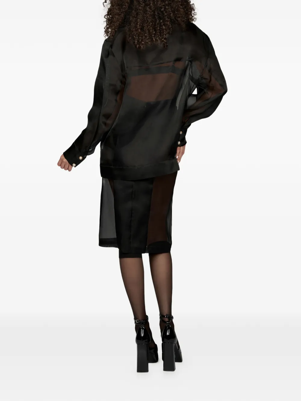  Mia Peculiar Pearl-button Shirt - Black 