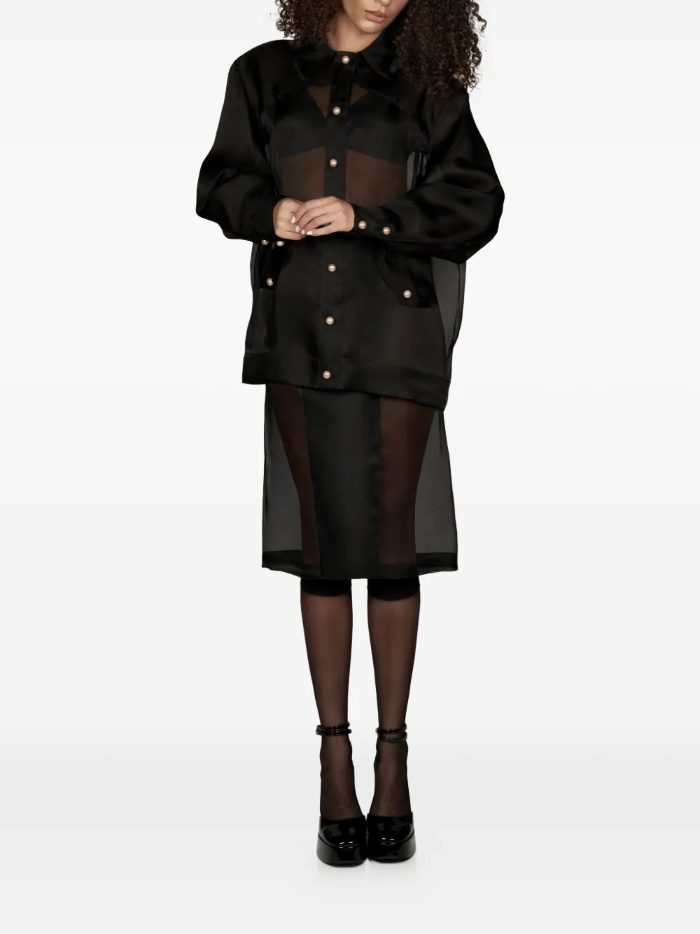 Mia Peculiar Camicia con bottoni di perle - Nero