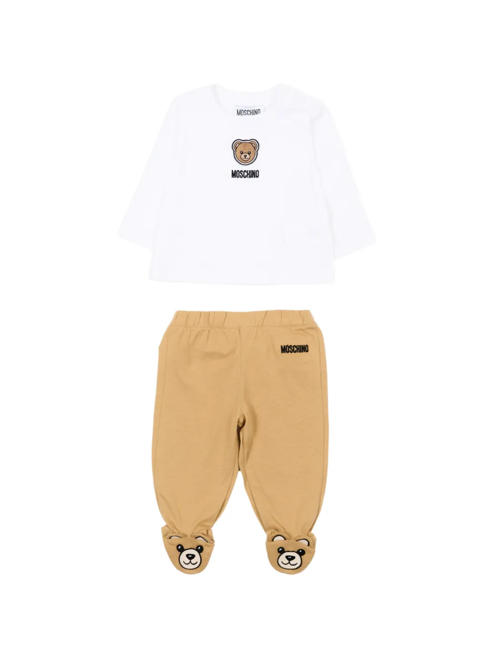 Moschino Kids teddy-graphic logo babywear set - Toni neutri