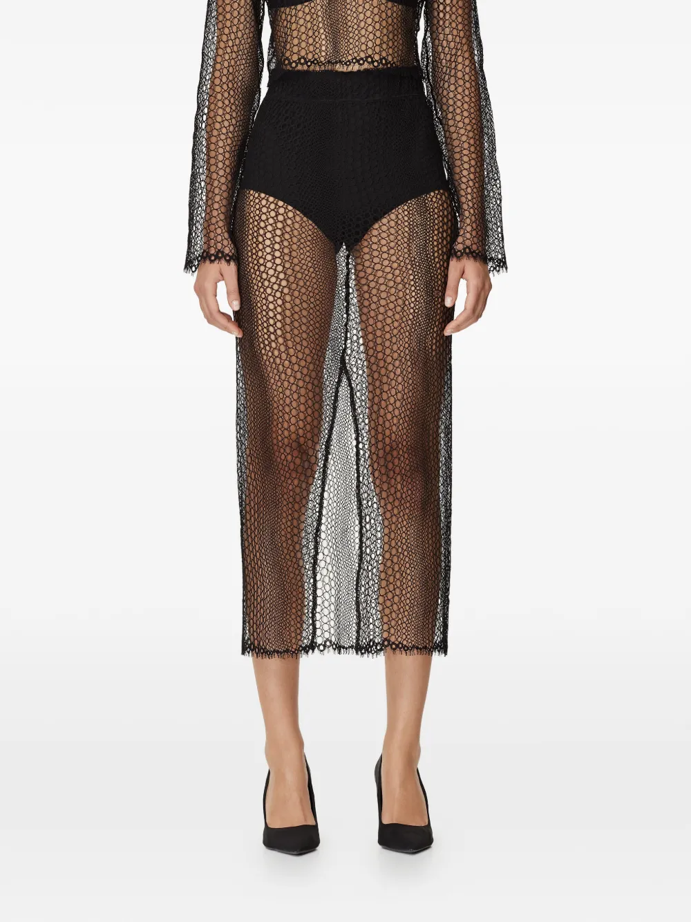 Mia Peculiar Gonna midi con design traforato - Nero