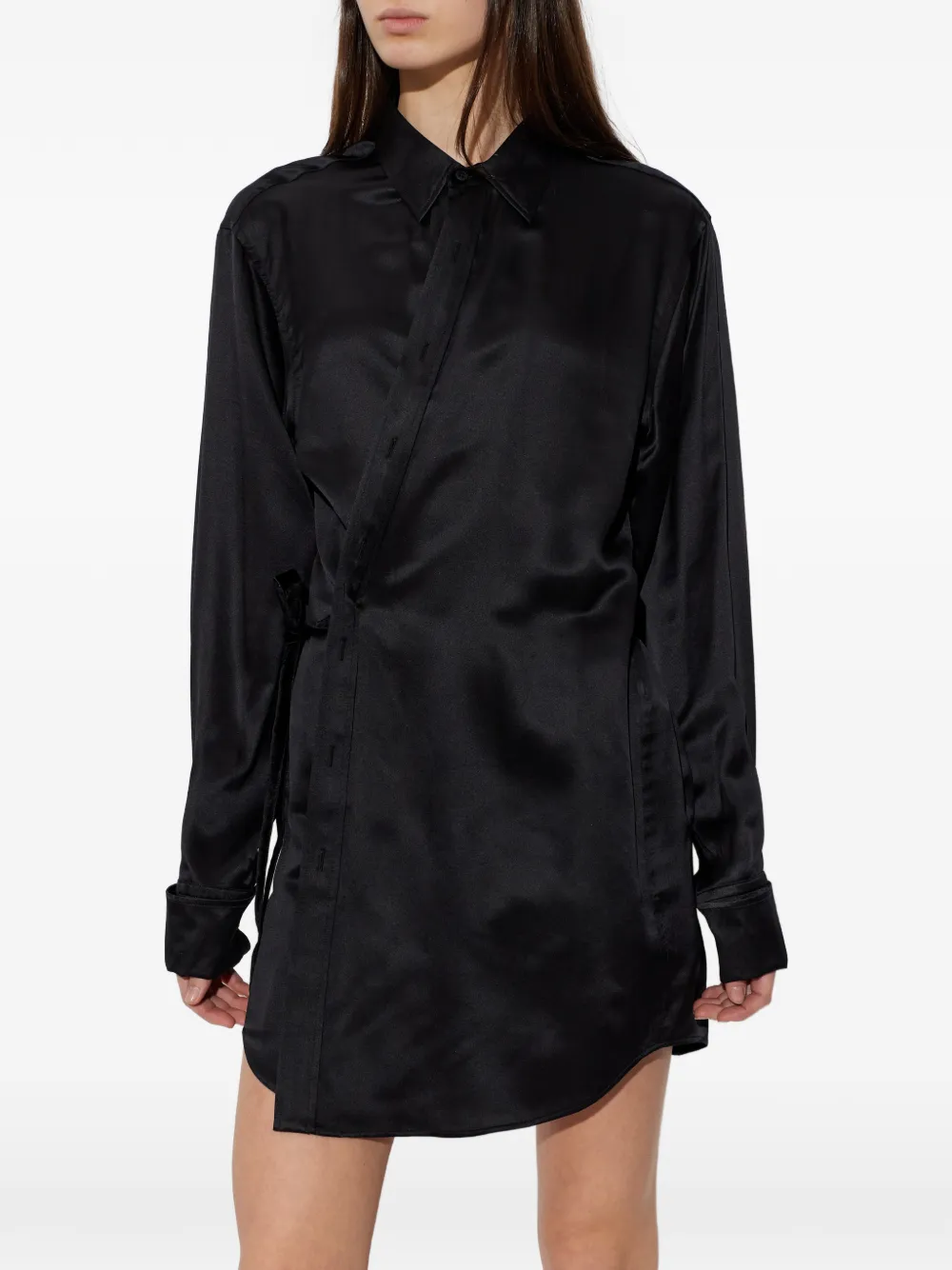 Balenciaga Mini-wikkeljurk met satijnen afwerking Zwart