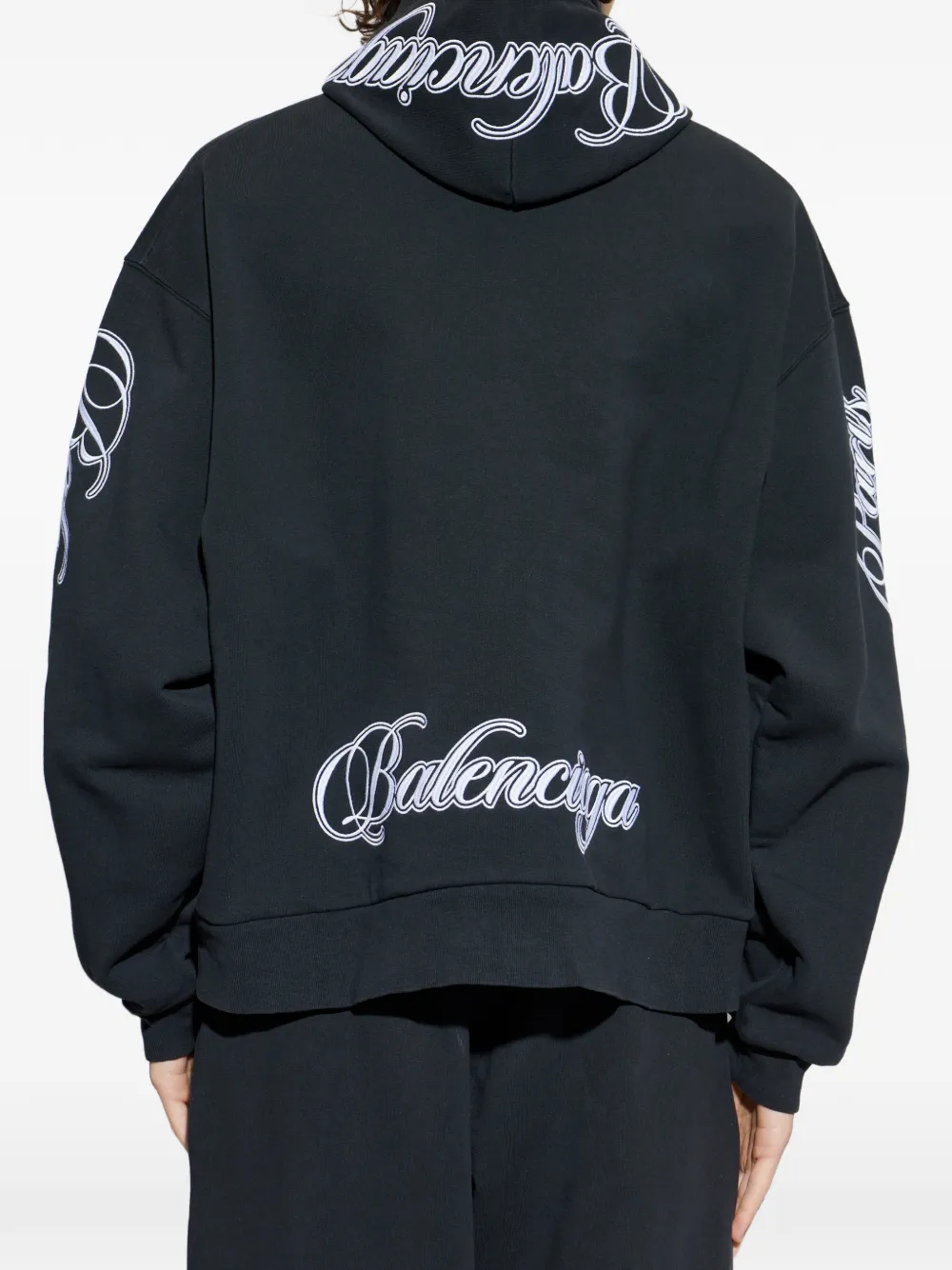 Balenciaga Hoodie met cursief logodetail Zwart
