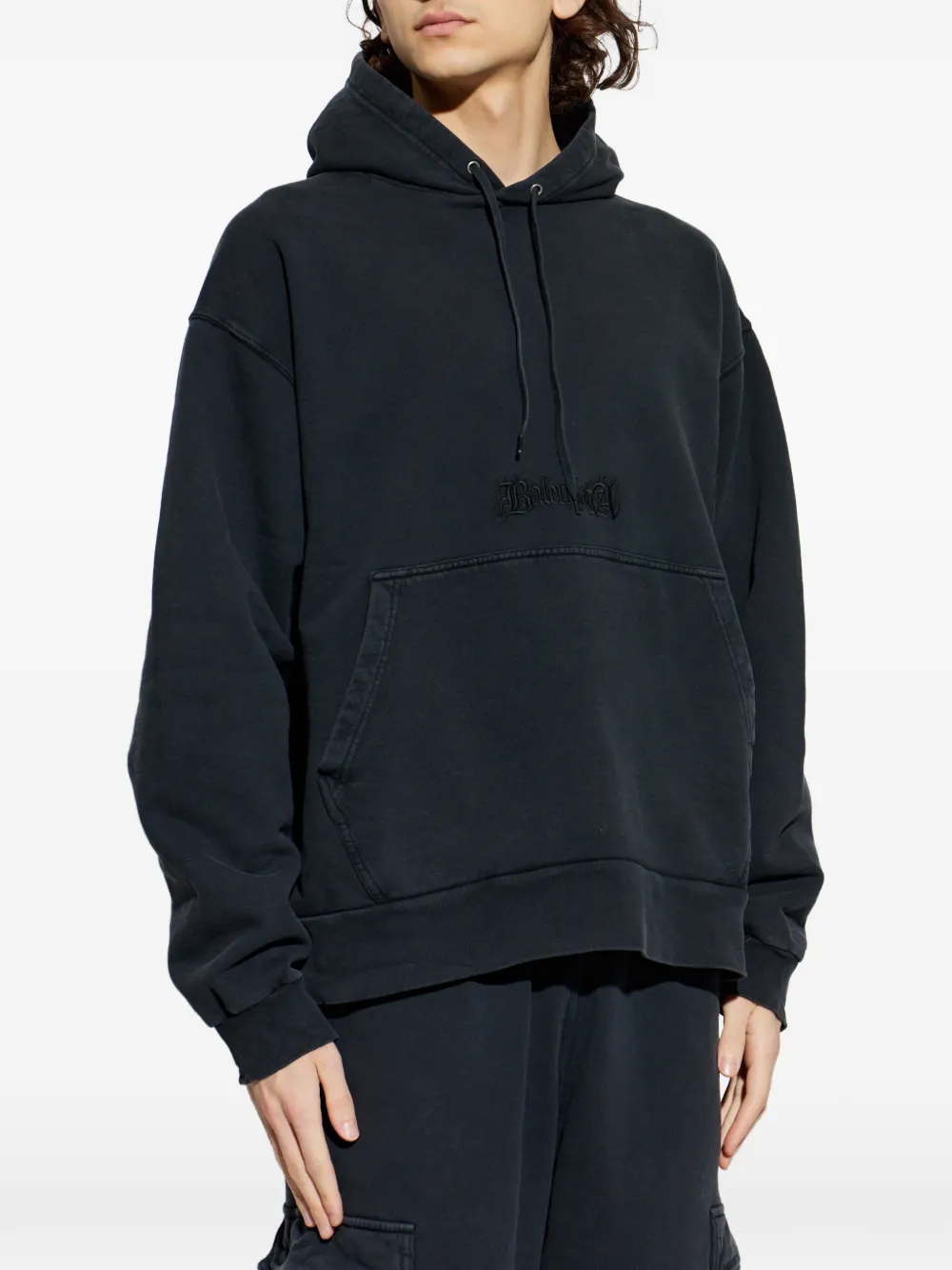 Balenciaga Hoodie met geborduurd logo Zwart