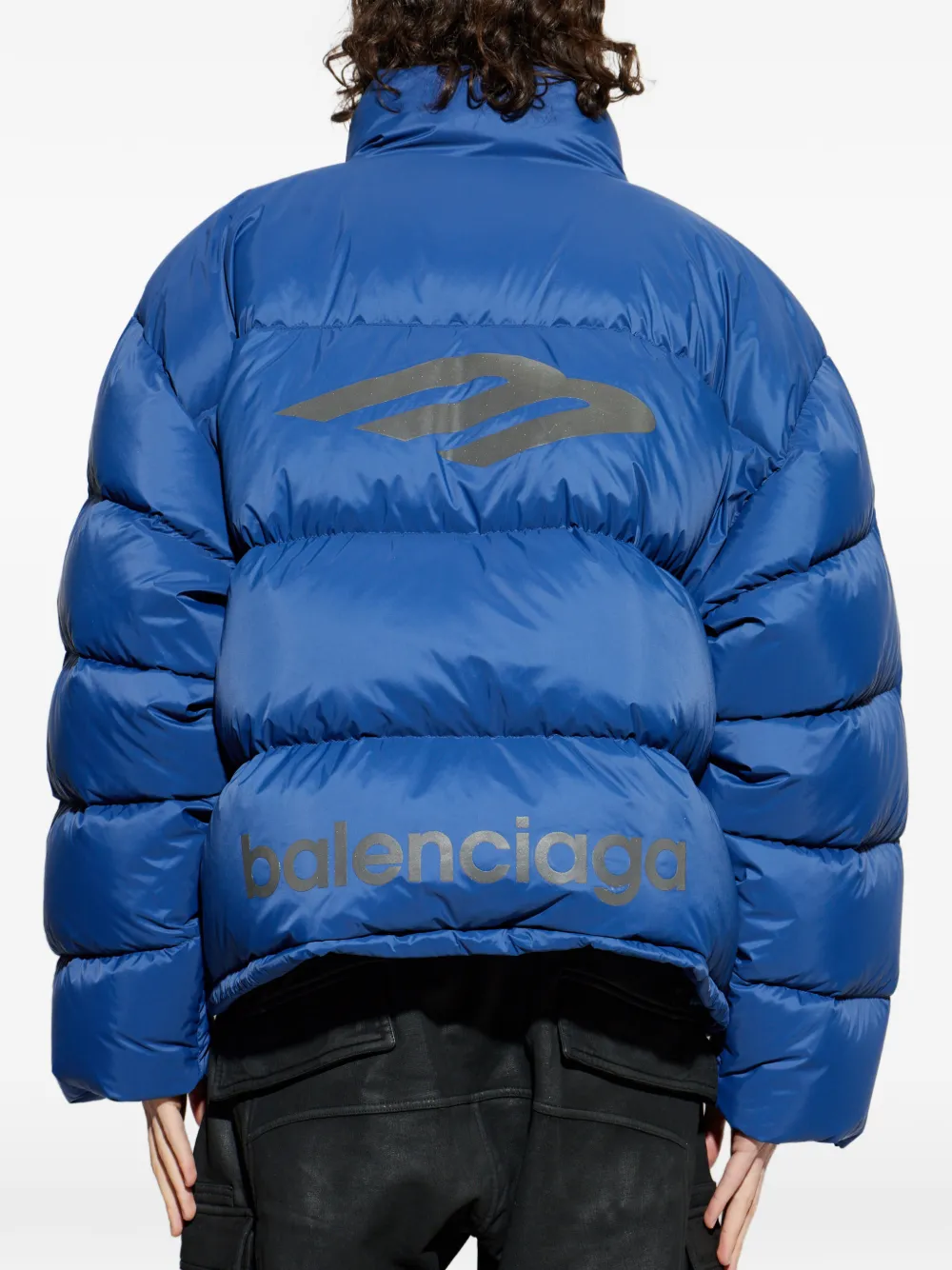Balenciaga 3B Sports Icon Jacket in Blue, view 4