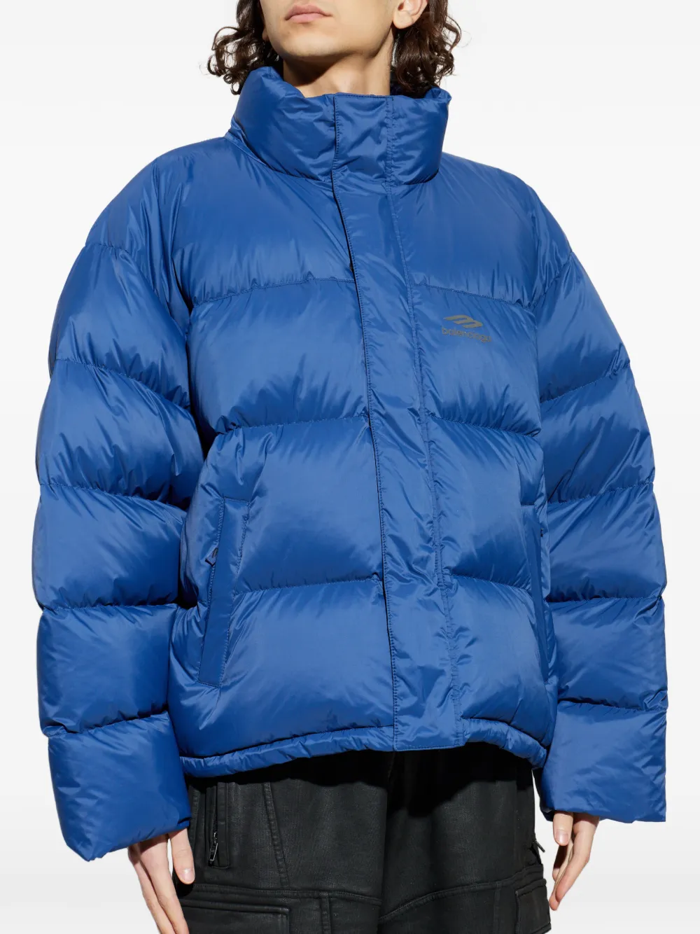 Balenciaga 3B Sports Icon Jacket in Blue, view 3