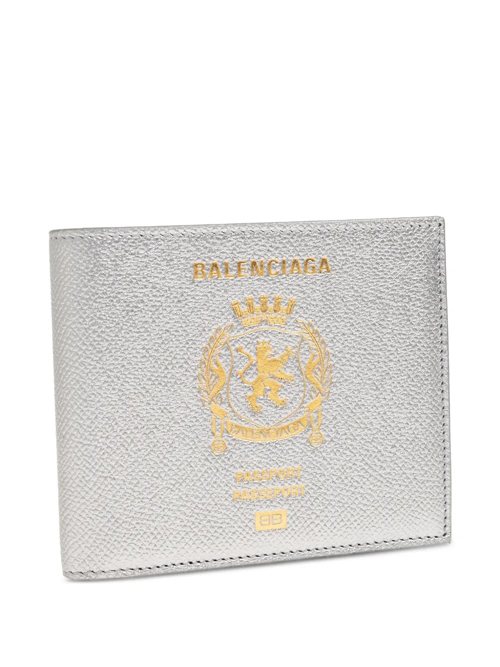 Balenciaga Leren portemonnee met textuur Zilver
