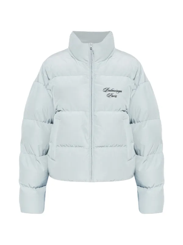 Balenciaga Logo Quilted Jacket in Grey