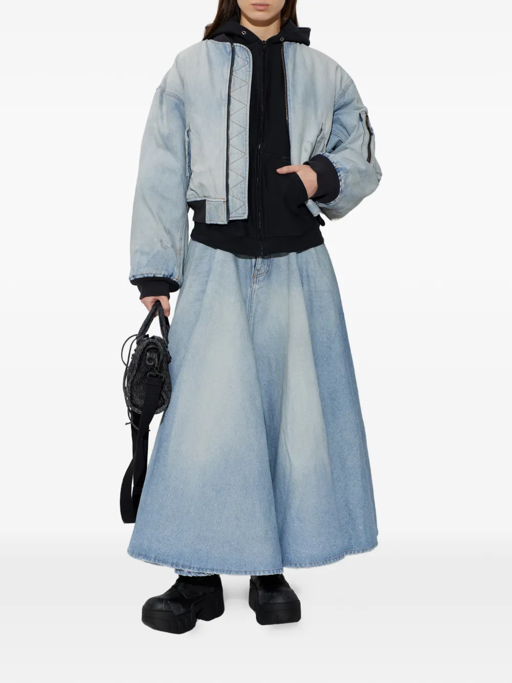 Balenciaga Ele's hoodie met gewelfde letters Zwart