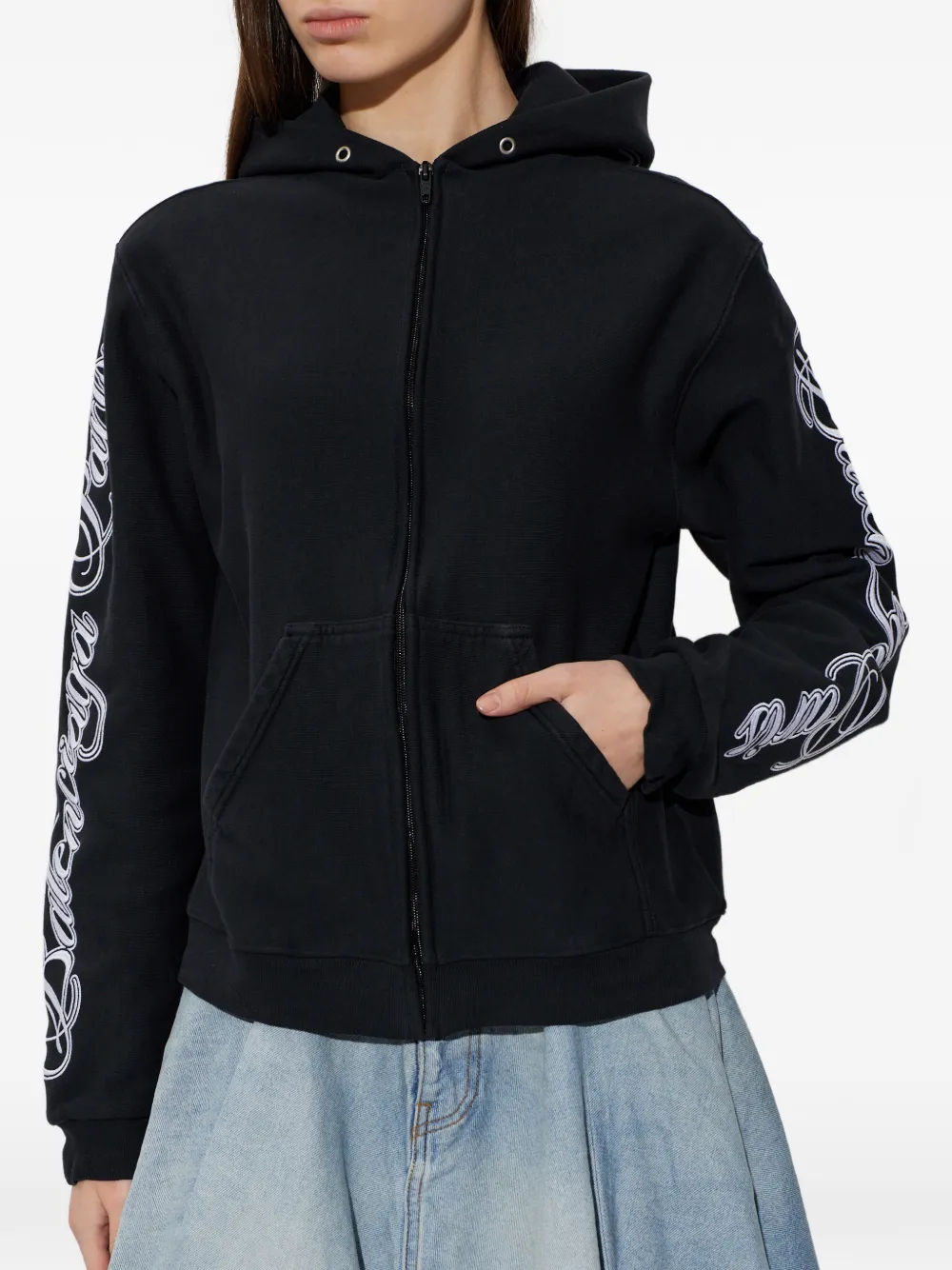 Balenciaga Ele's hoodie met gewelfde letters Zwart