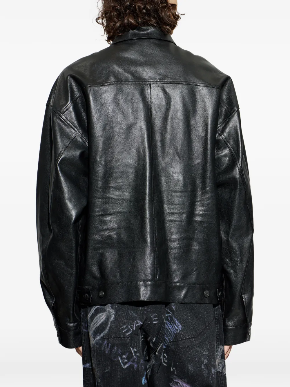 Balenciaga Leren shirtjack Zwart
