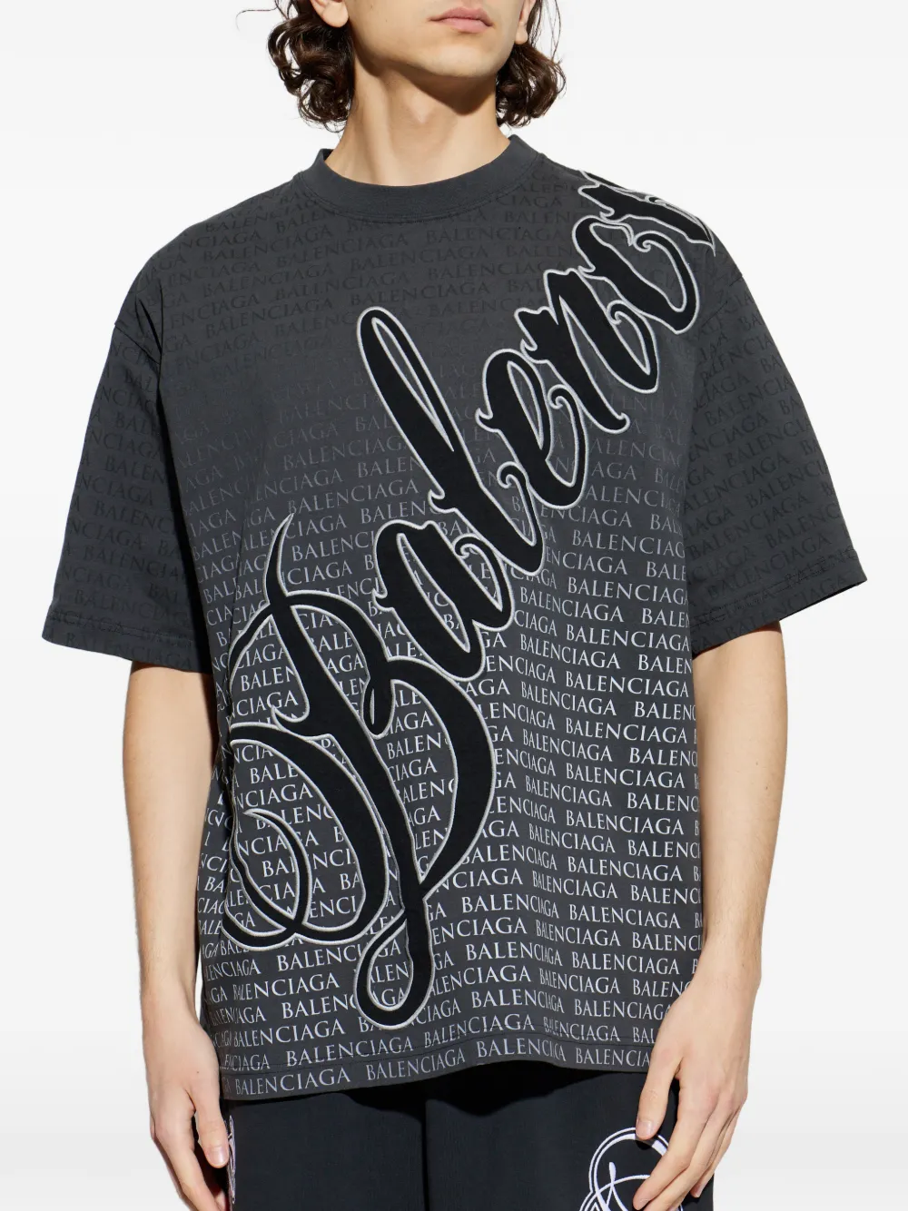 Balenciaga T-shirt met logopatroon Grijs