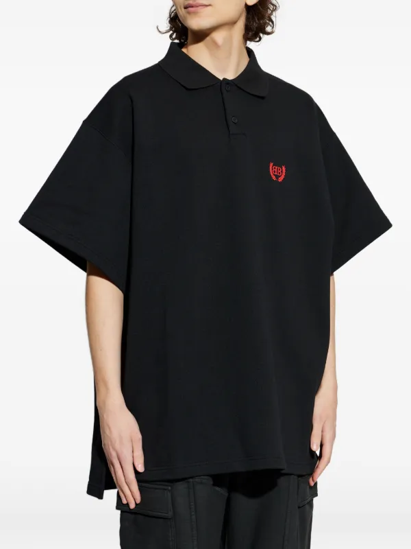 Balenciaga Laurel Classic Short Sleeve Oversized Polo | Black