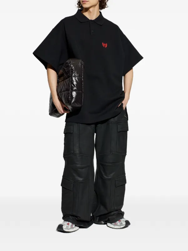 Balenciaga Laurel Classic Short Sleeve Oversized Polo | Black