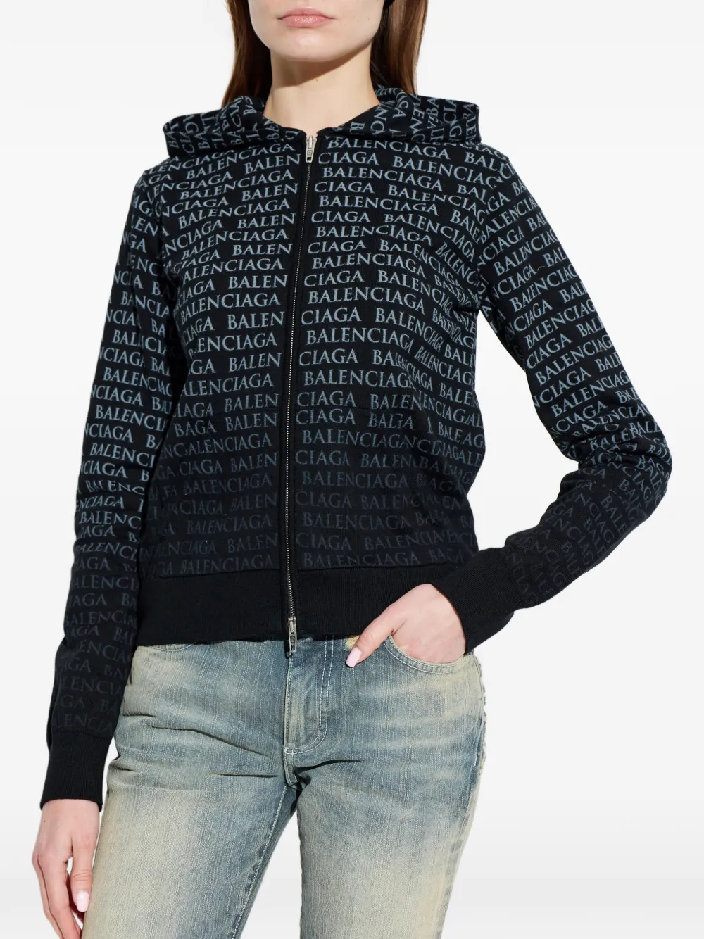Balenciaga Hoodie met print Zwart