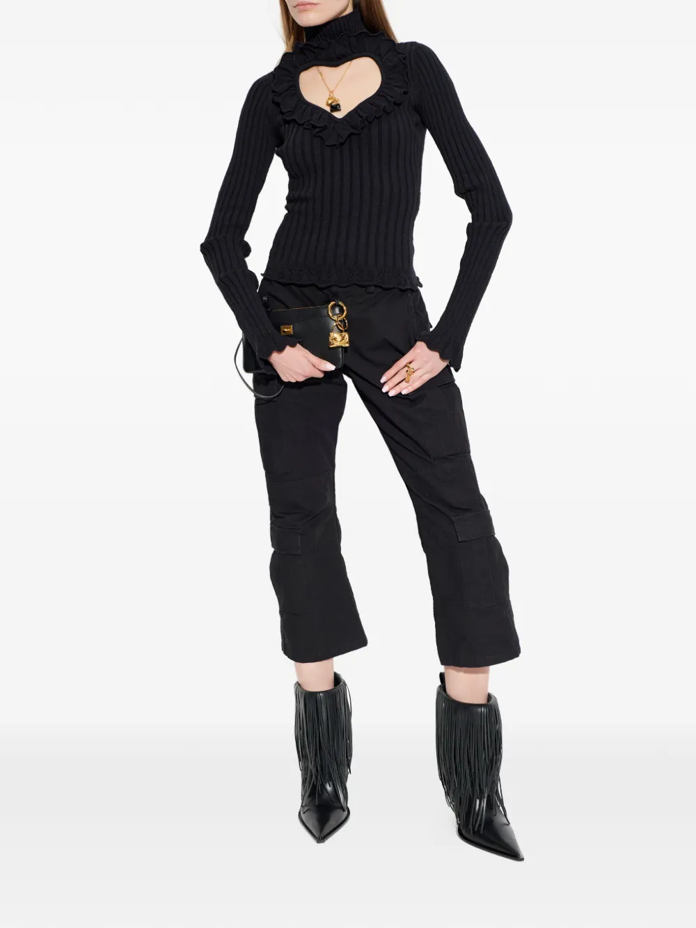 Balenciaga Trui met ruches en uitgesneden hart Zwart