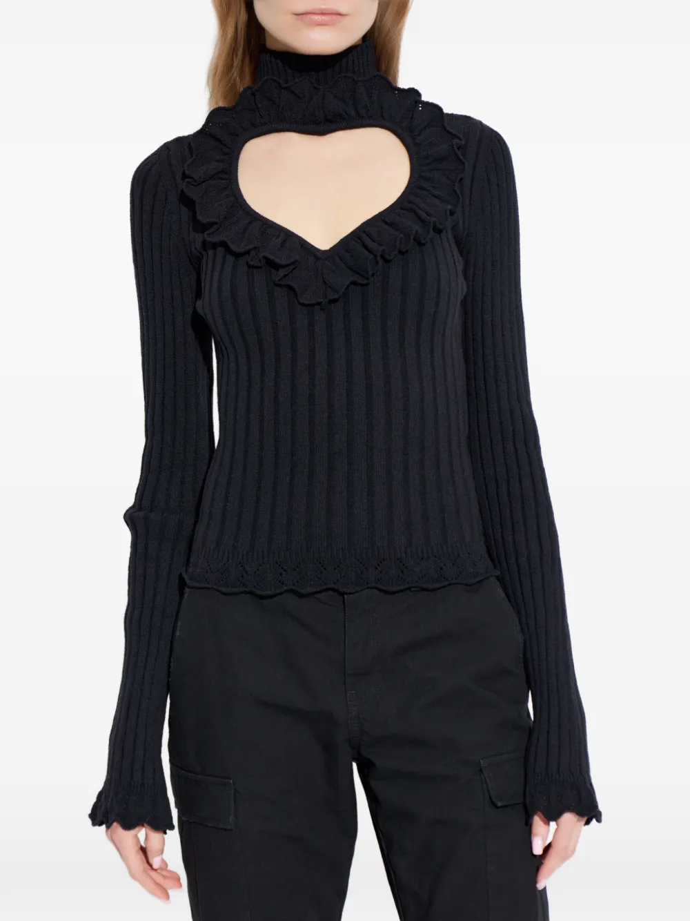 Balenciaga Trui met ruches en uitgesneden hart Zwart