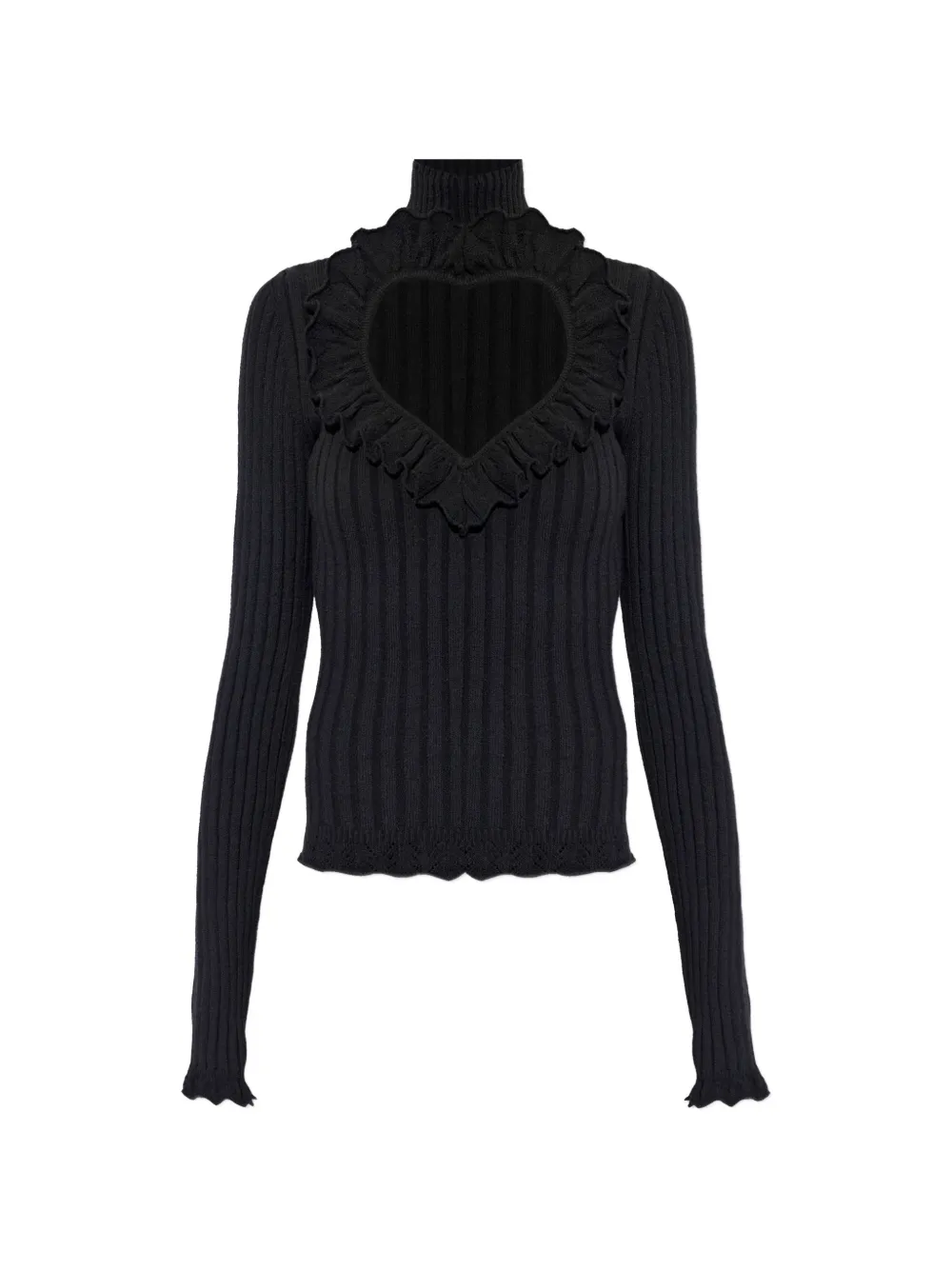 Balenciaga Gerüschter Pullover mit Herz-Cut-Out - Schwarz