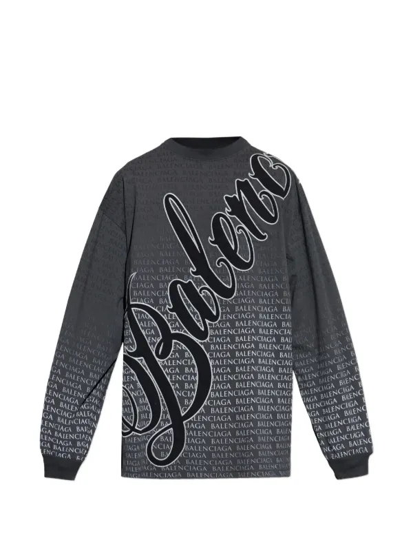 Balenciaga Printed Long-sleeved T-shirt in Grey