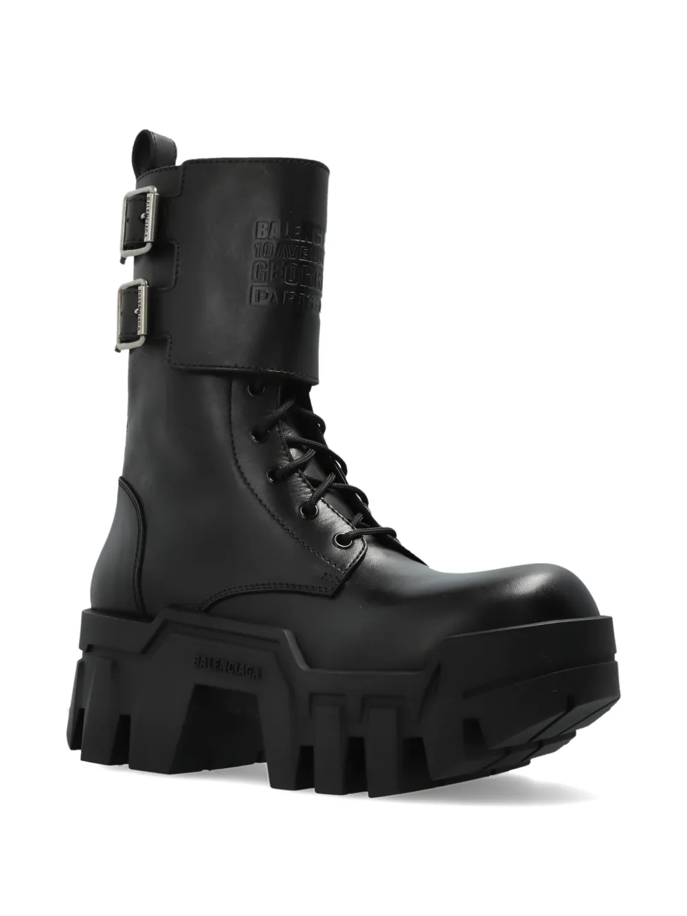 Balenciaga Bulldozer Combat leren enkellaarzen Zwart