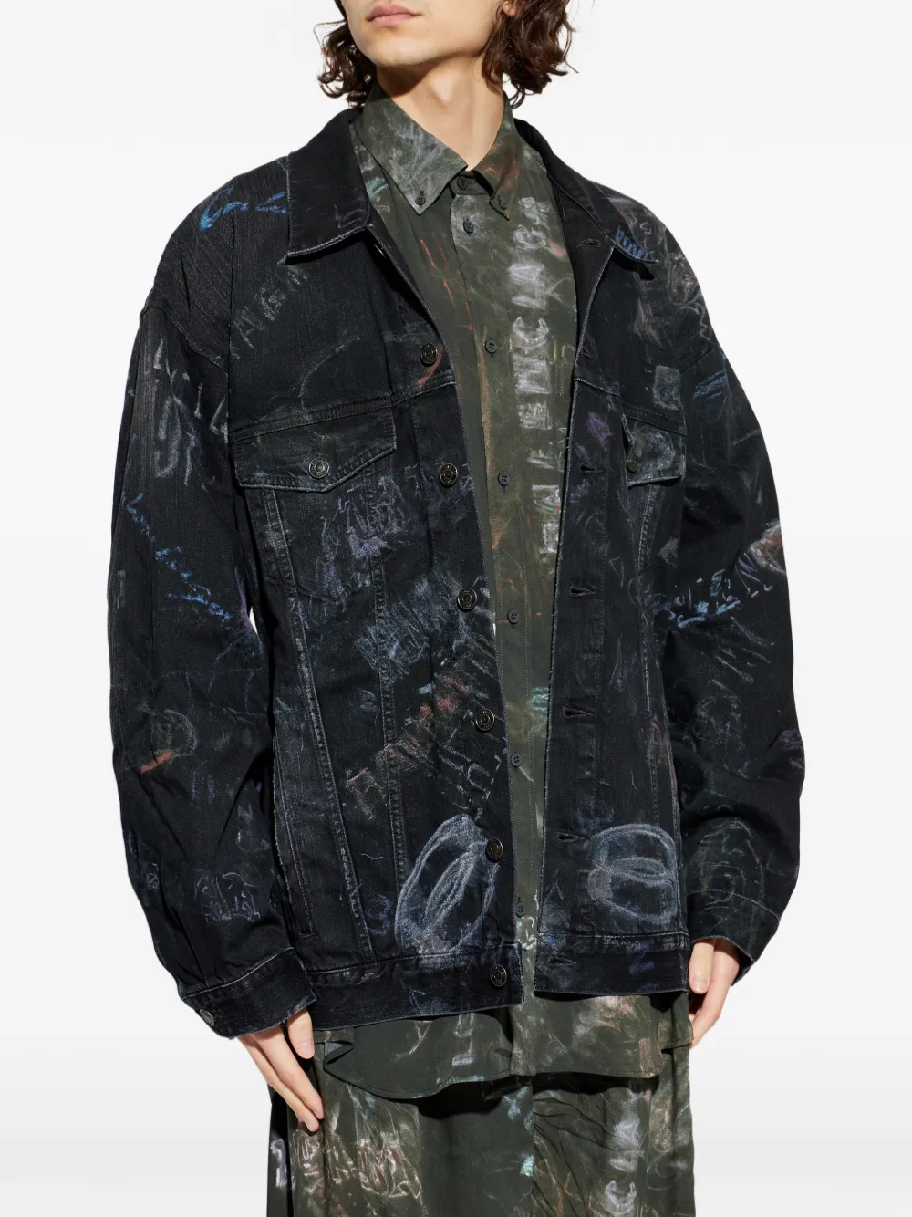  Balenciaga Buttoned Printed Jacket - Black 