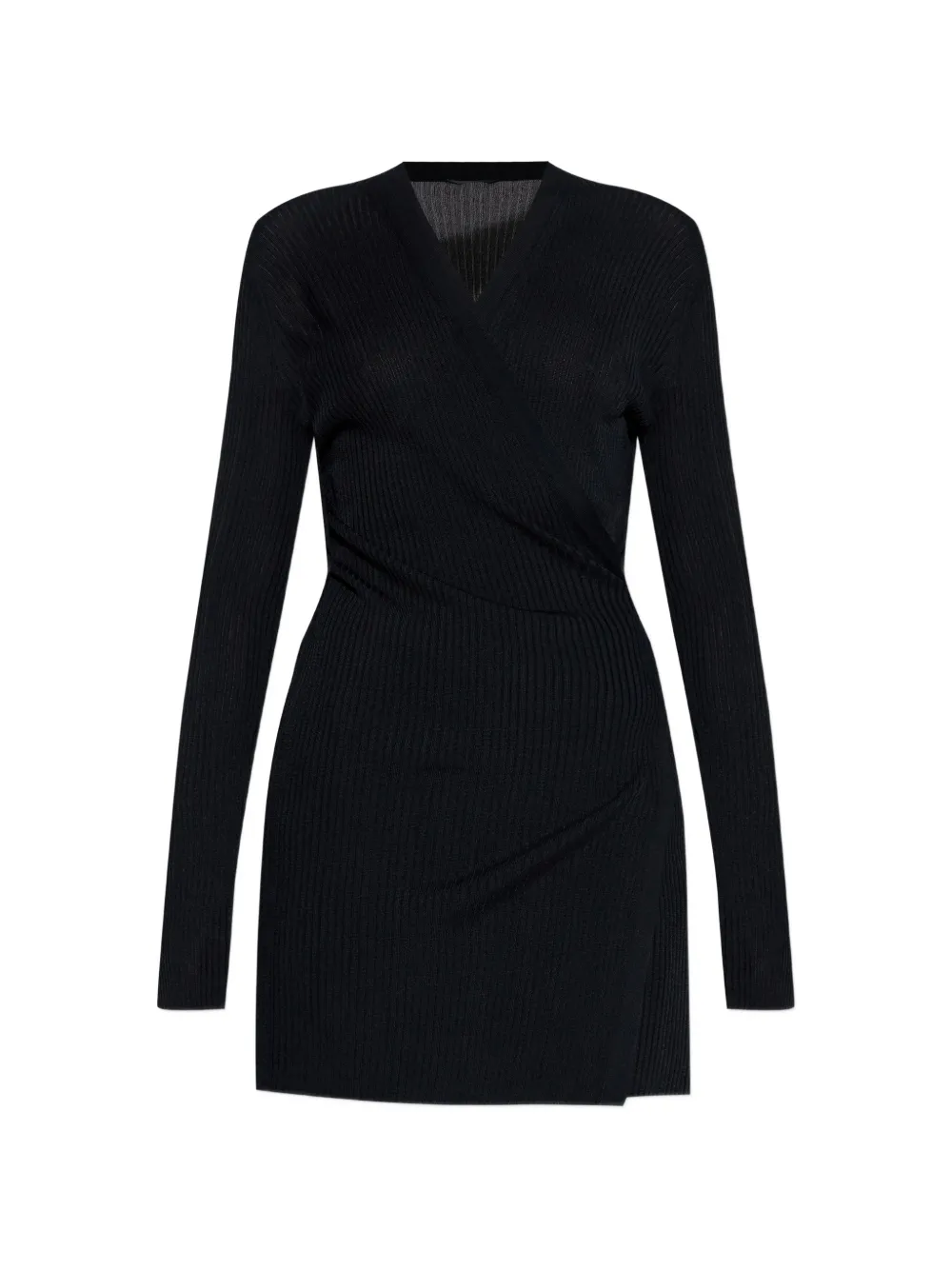 Balenciaga ribbed-knit wrap-tie cardigan - Black