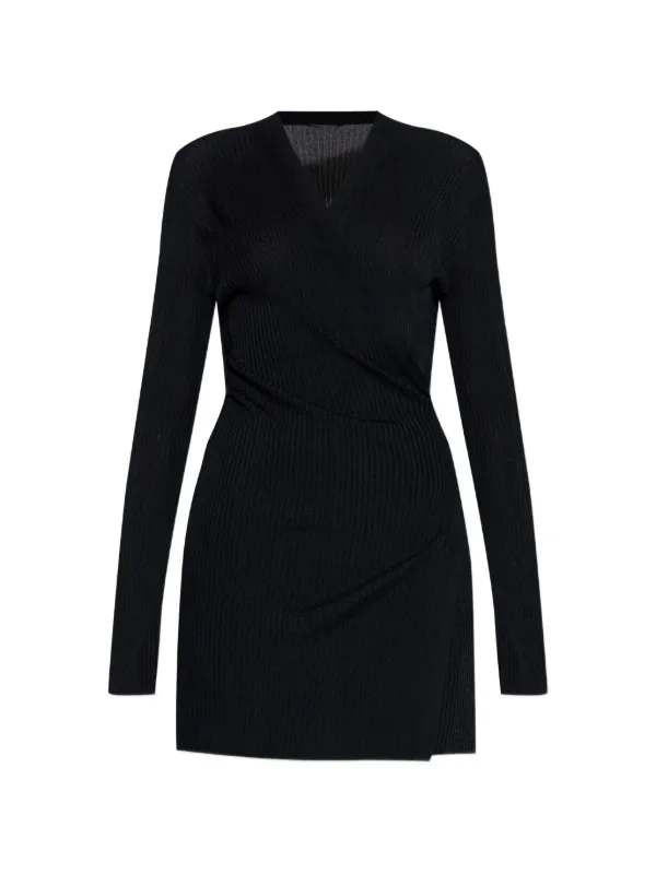 Balenciaga Ribbed-knit Wrap-tie Cardigan in Black