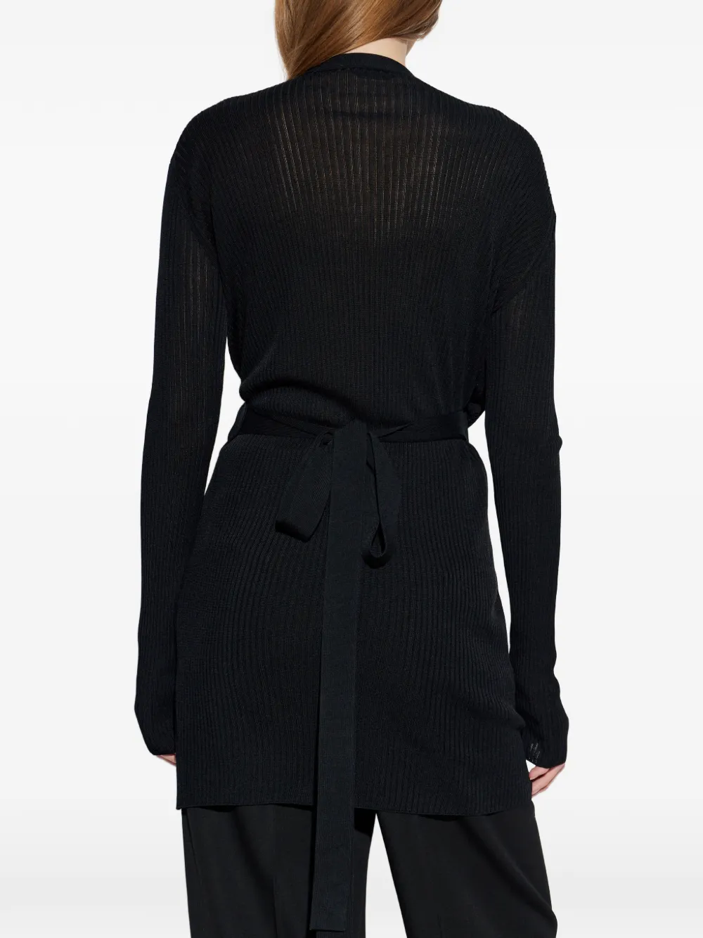 Balenciaga Ribgebreid vest met wikkelstrik Zwart