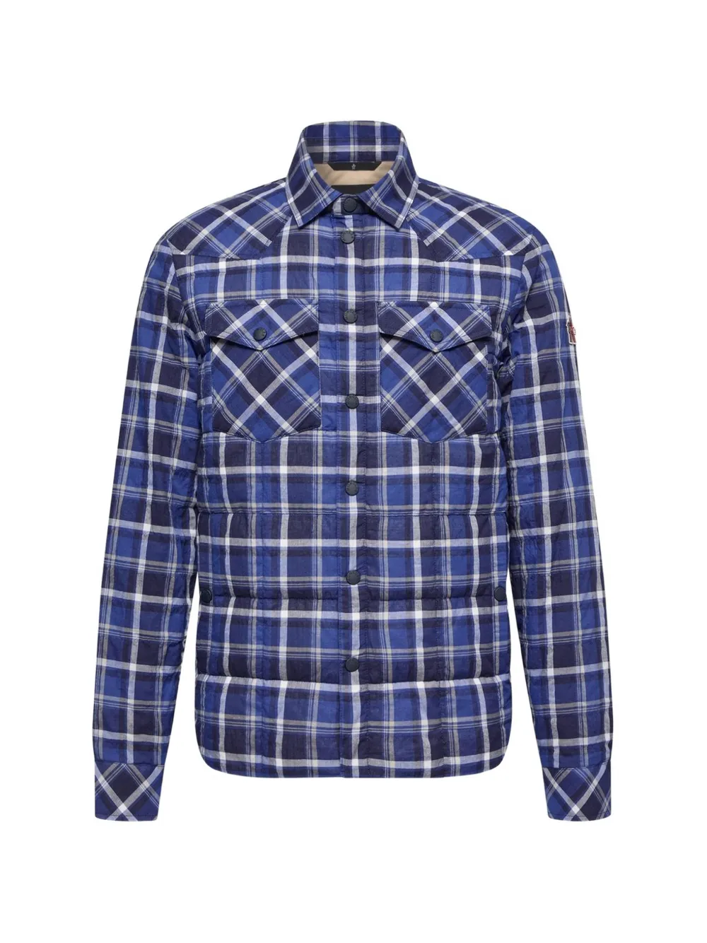Moncler Grenoble Gelt geruit gewatteerd jack Blauw