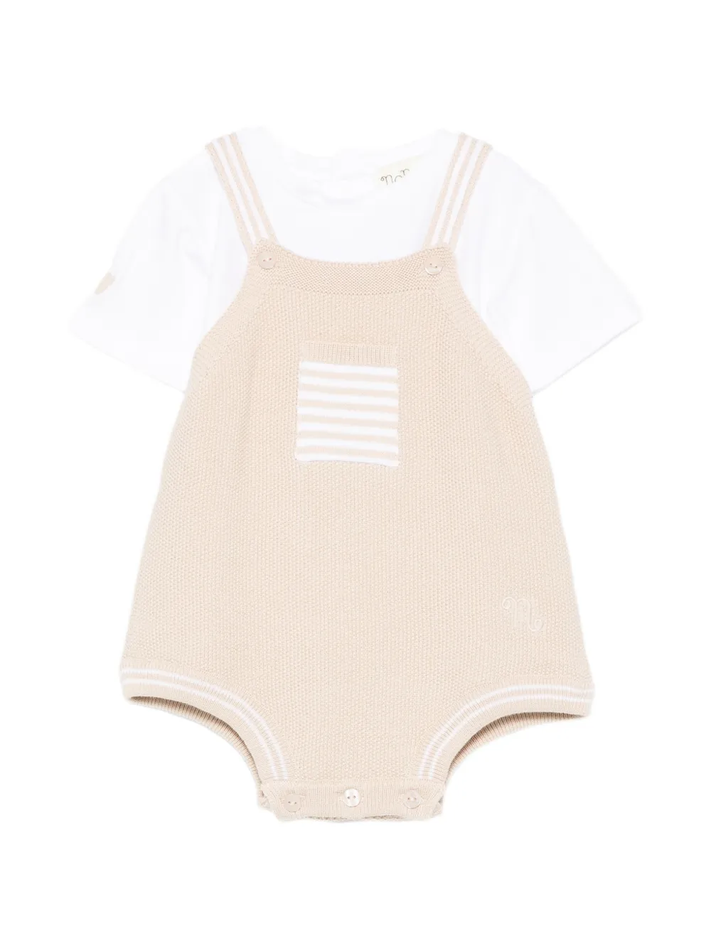 NANAN striped-detail body and T-shirt set - Toni neutri