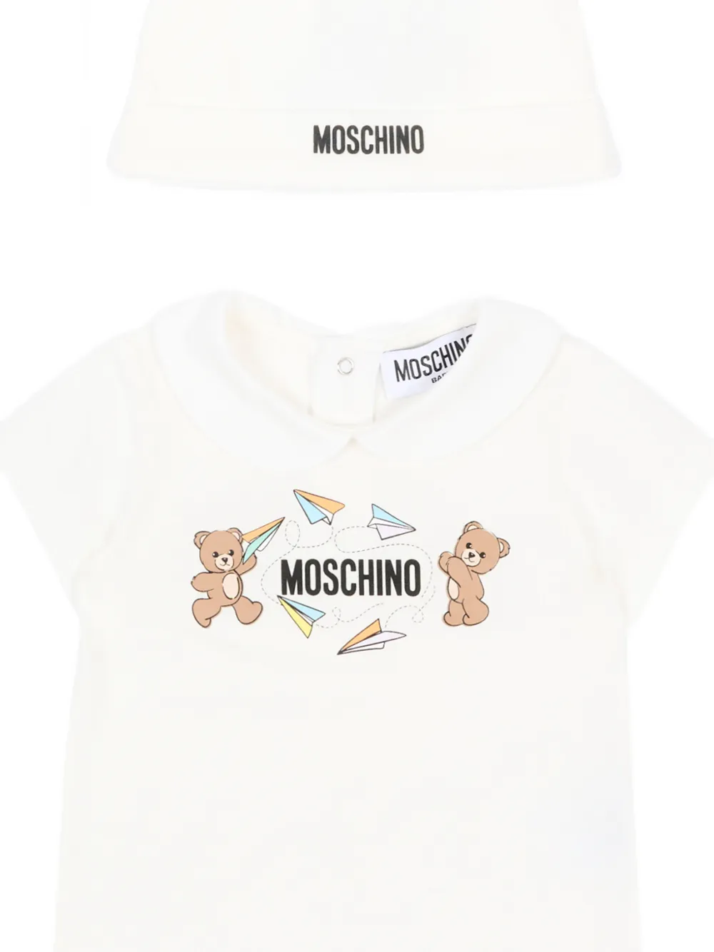 Moschino Kids Romperset met beerprint Wit