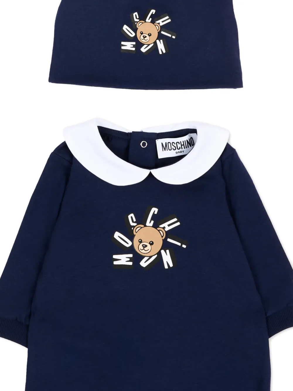 Moschino Kids Romper met beerprint Blauw