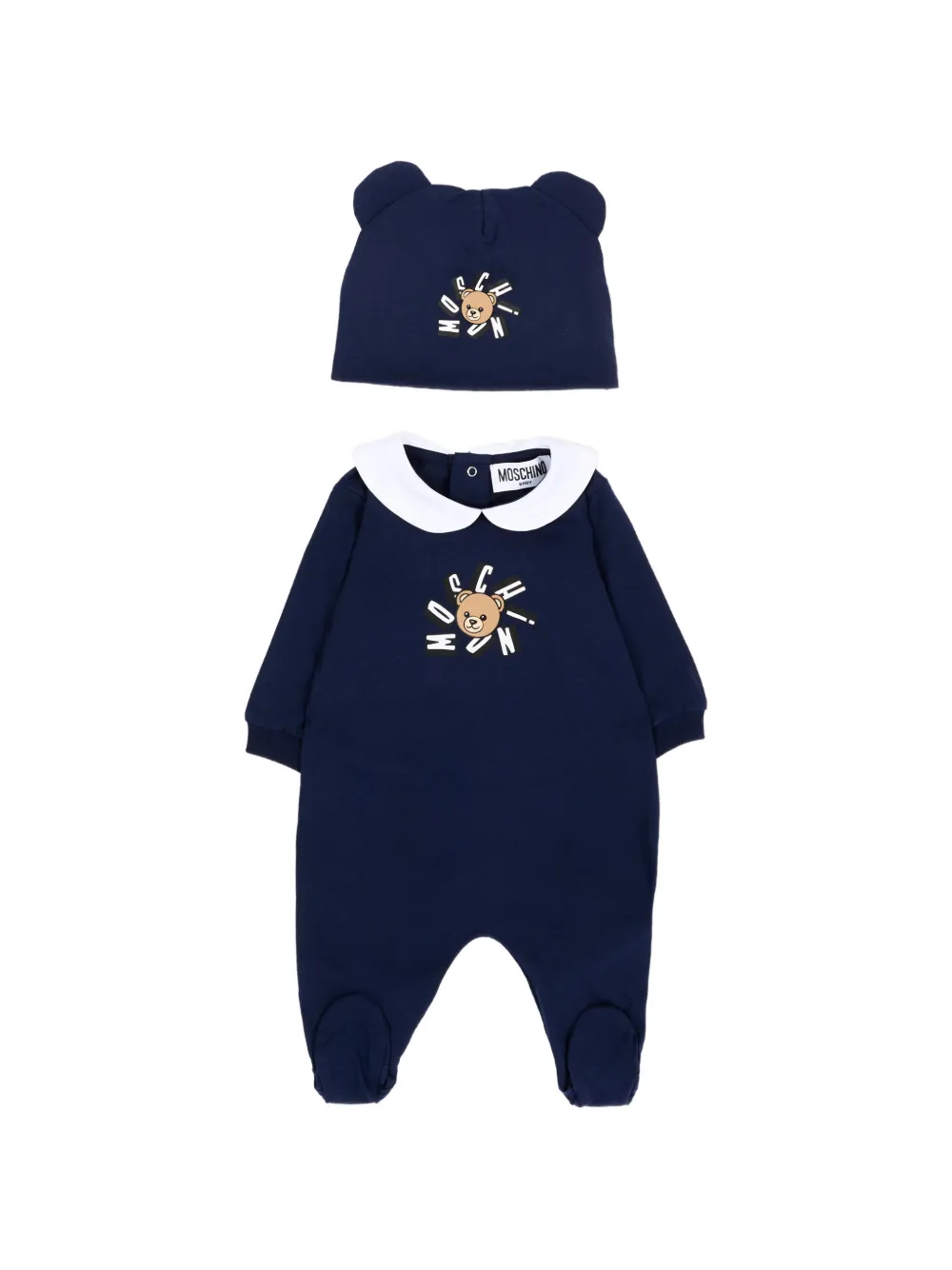Moschino Kids bear-appliqué babygrow set - Blau