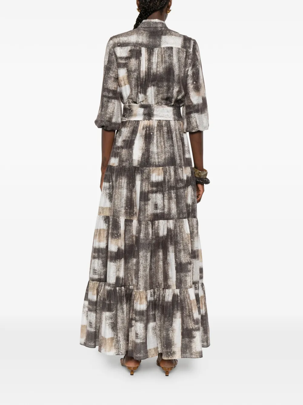 Kiton Maxi-jurk met gestrikte taille Bruin