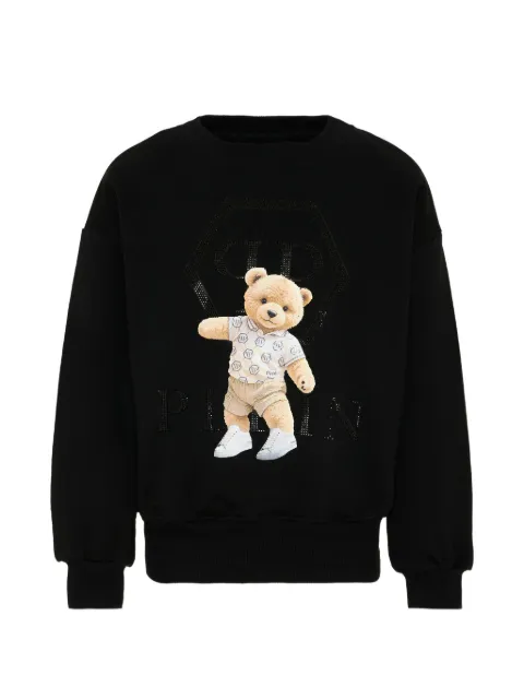 Philipp Plein Junior rhinestone-detail teddy-print sweatshirt