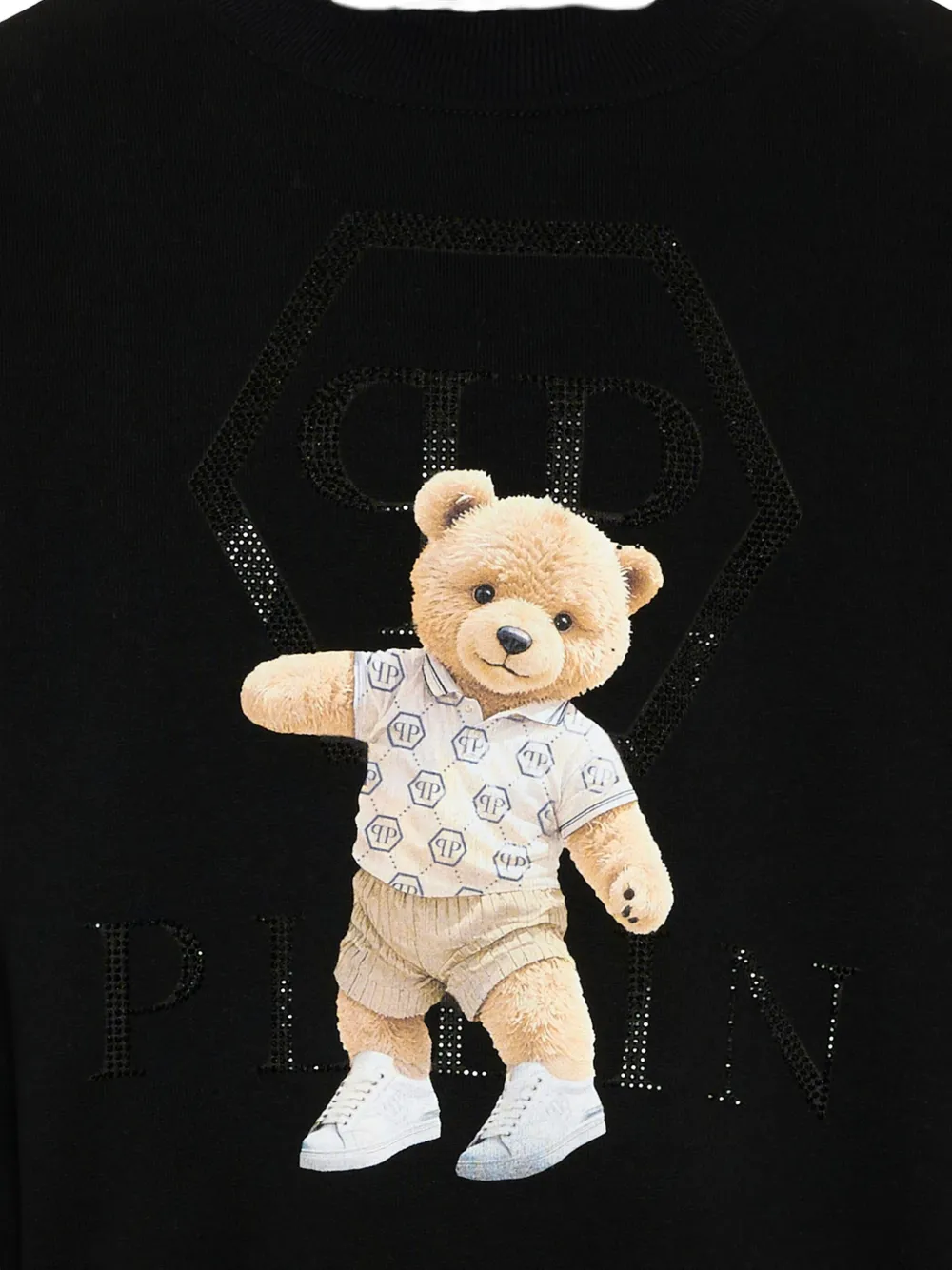 Philipp Plein Junior Sweater met teddybeerprint en stras Zwart